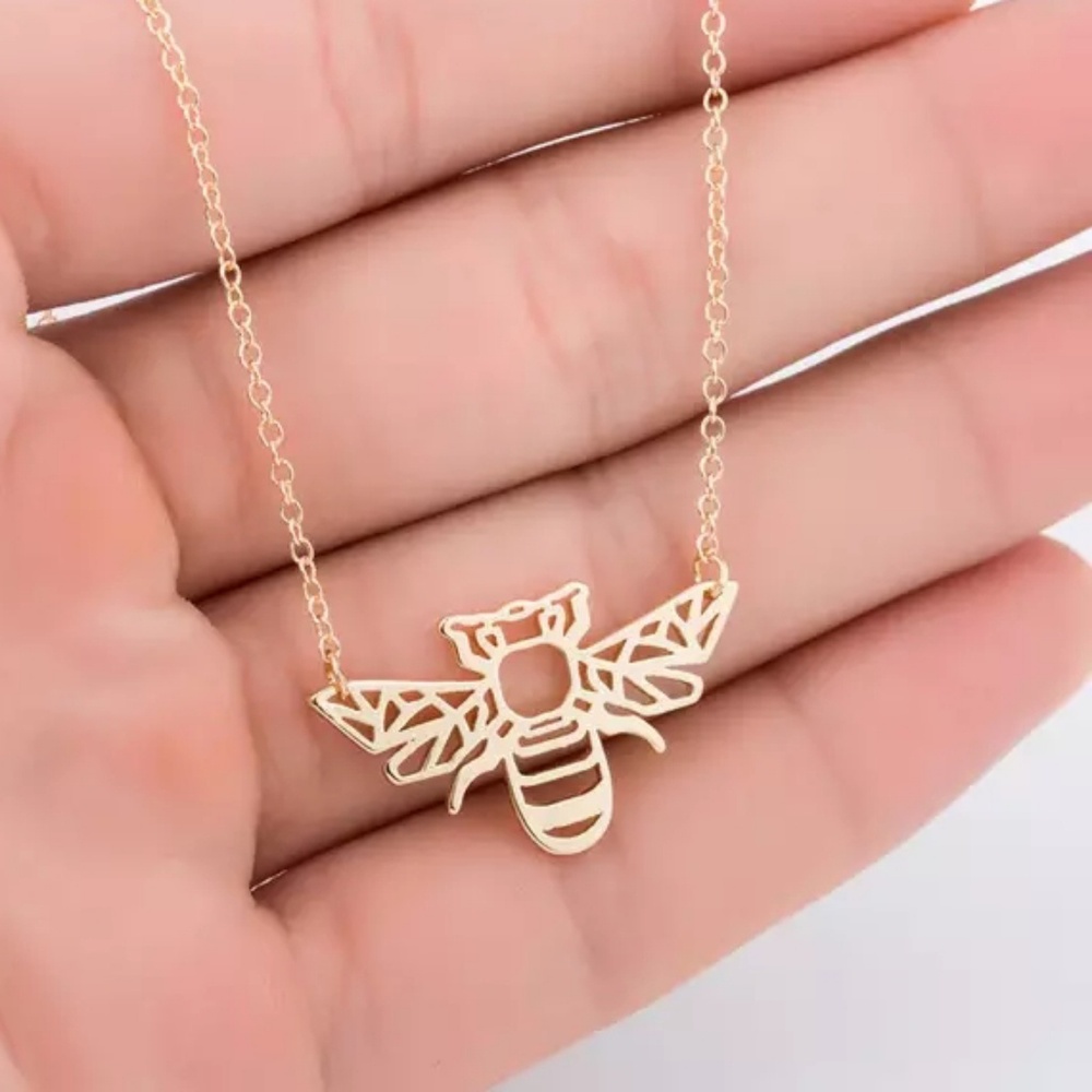 HOST PICK Trendy Origami Bee Necklace Silver - Picture 3 of 8